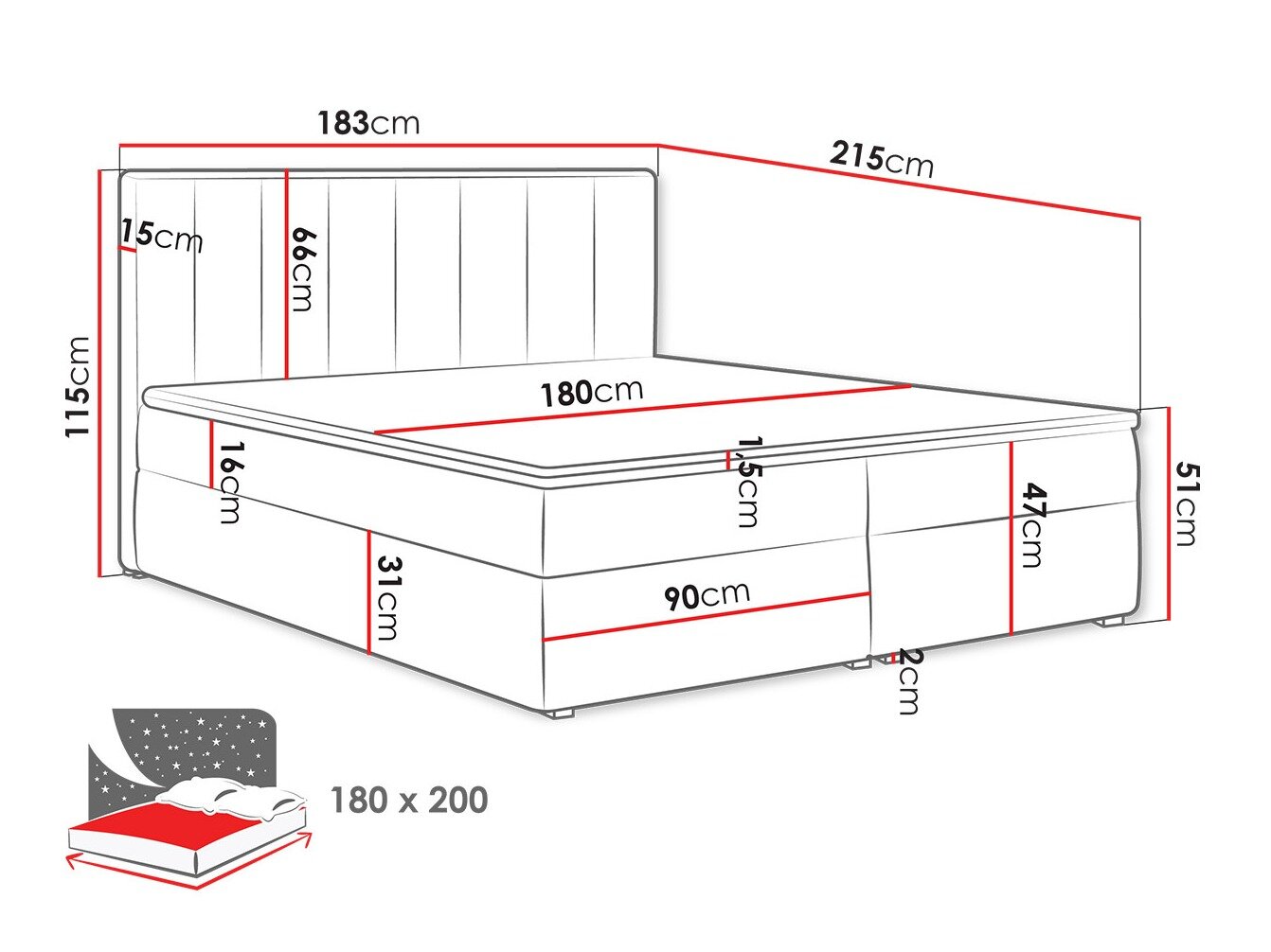 Boxspring Pomona 116 (Magic fluweel 2217)
