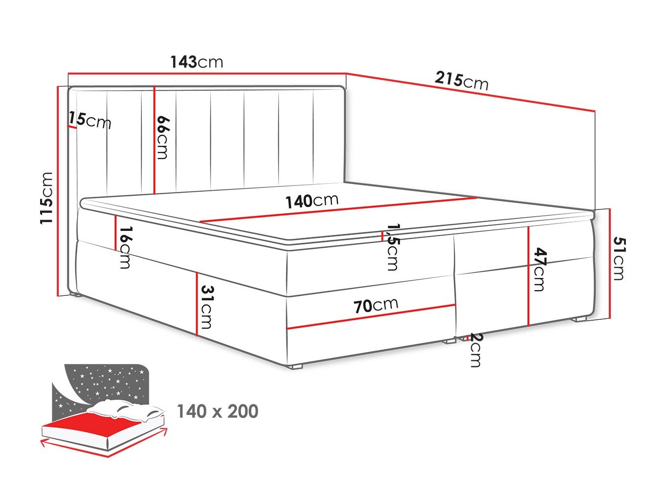 Boxspring Pomona 116 (Magic fluweel 2225)