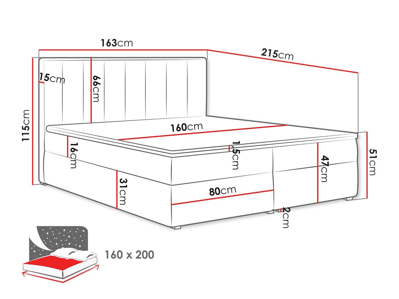 Boxspring Pomona 116 (Magic fluweel 2225)