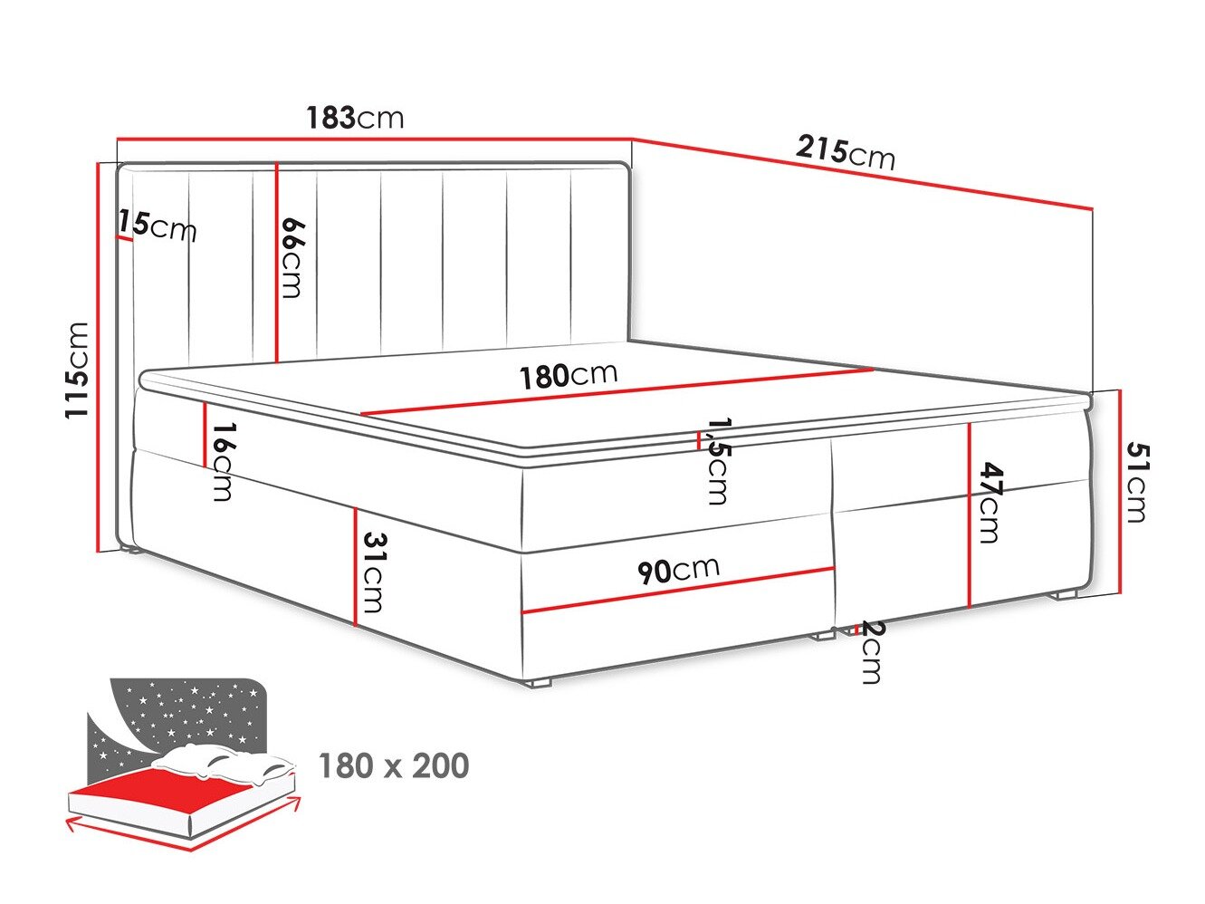 Boxspring Pomona 116 (Magic fluweel 2225)
