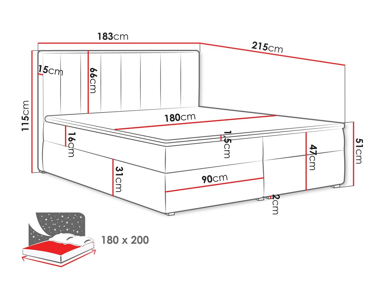 Boxspring Pomona 116 (Magic fluweel 2258)