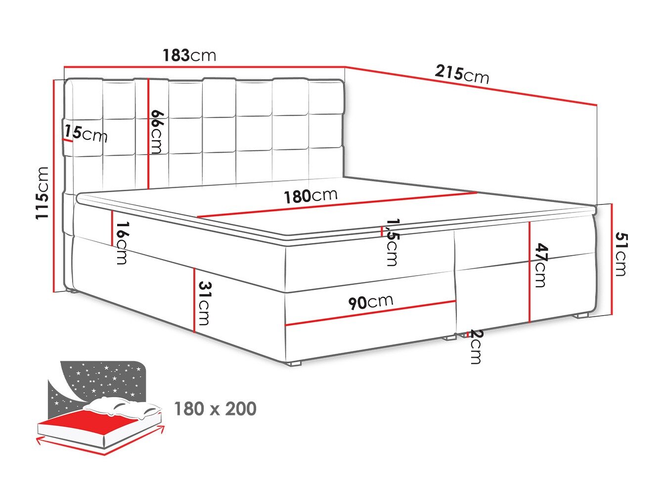 Boxspring Pomona 117 (Kronos 02)