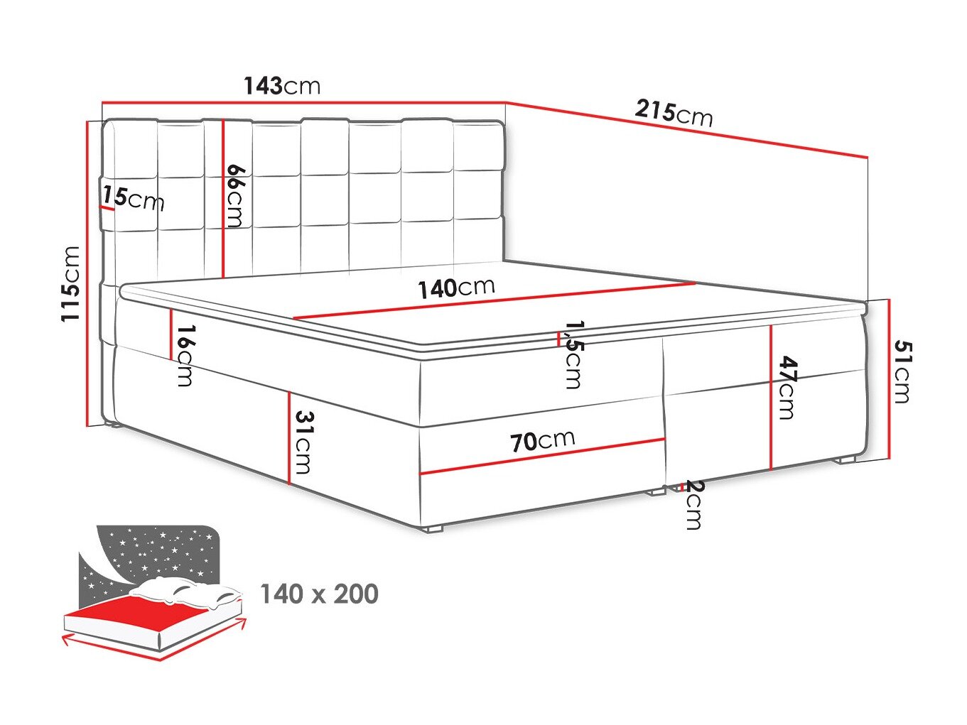 Boxspring Pomona 117 (Kronos 02)