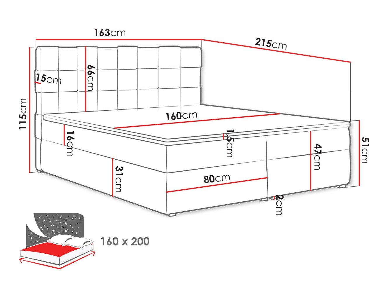Boxspring Pomona 117 (Kronos 22)