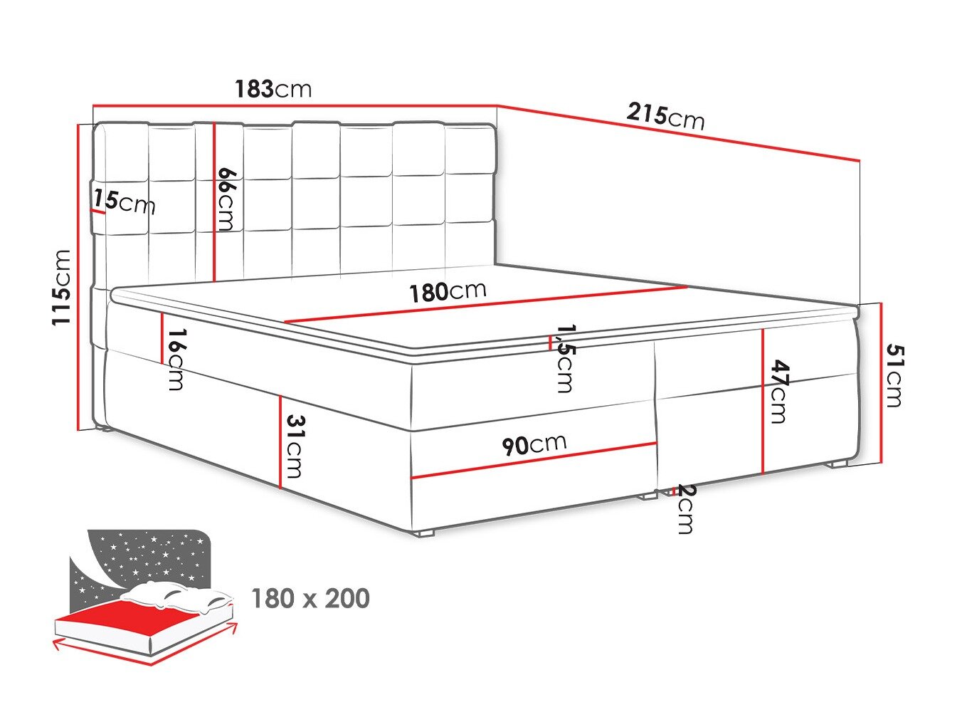 Boxspring Pomona 117 (Kronos 35)