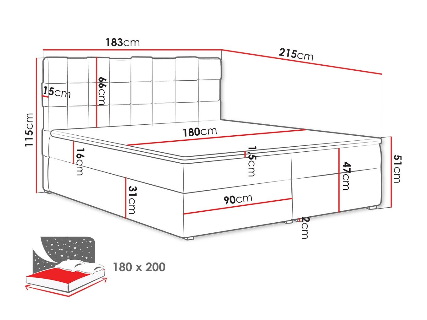 Boxspring Pomona 117 (Paros 05)