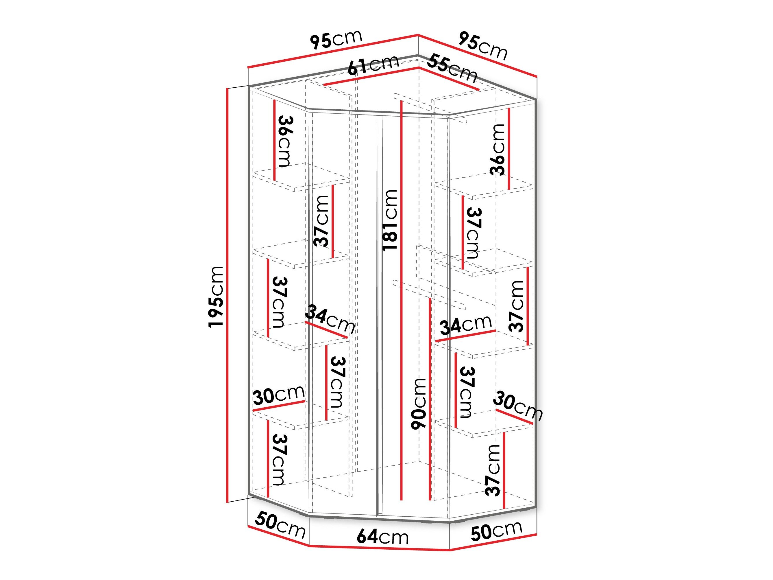 Hjørnegarderob Fiosono 101 (Beige + Egetræ)