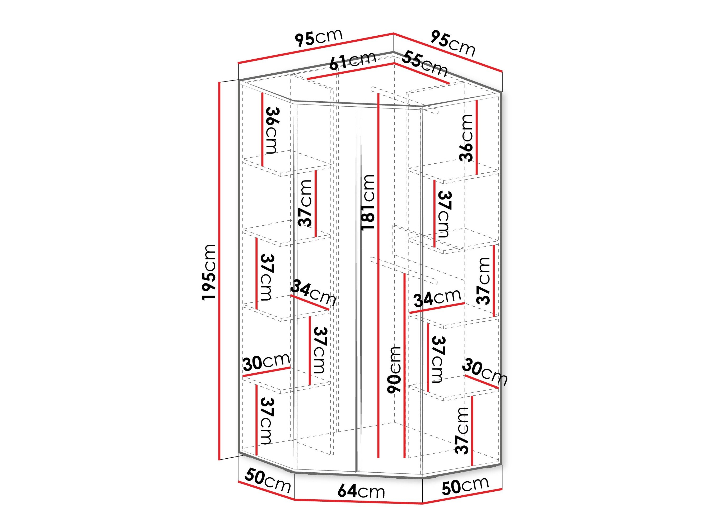 Hjørnegarderob Fiosono 101 (Støvet grøn + Egetræ)