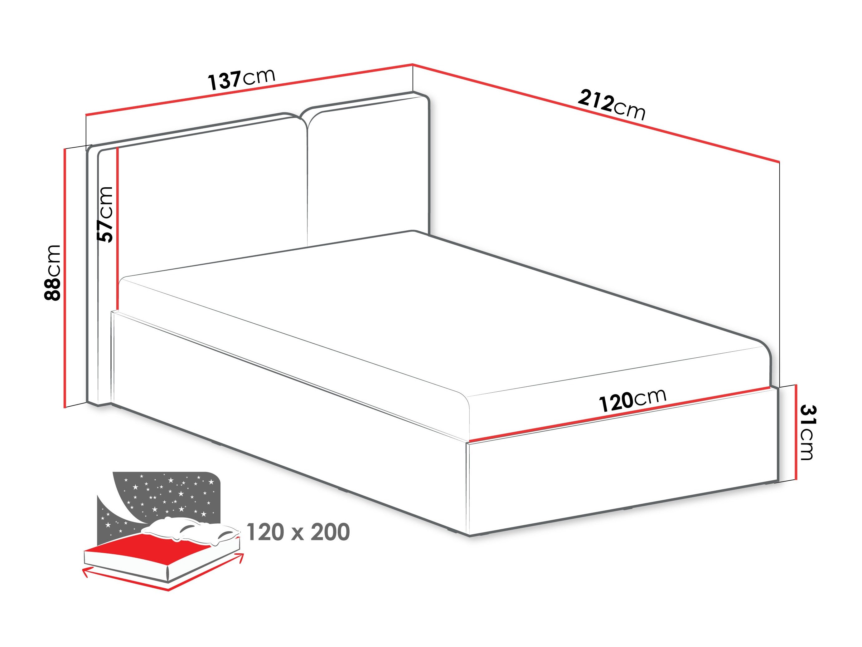 Bed Fiosono 112 (Eucalyptus + Eiken)