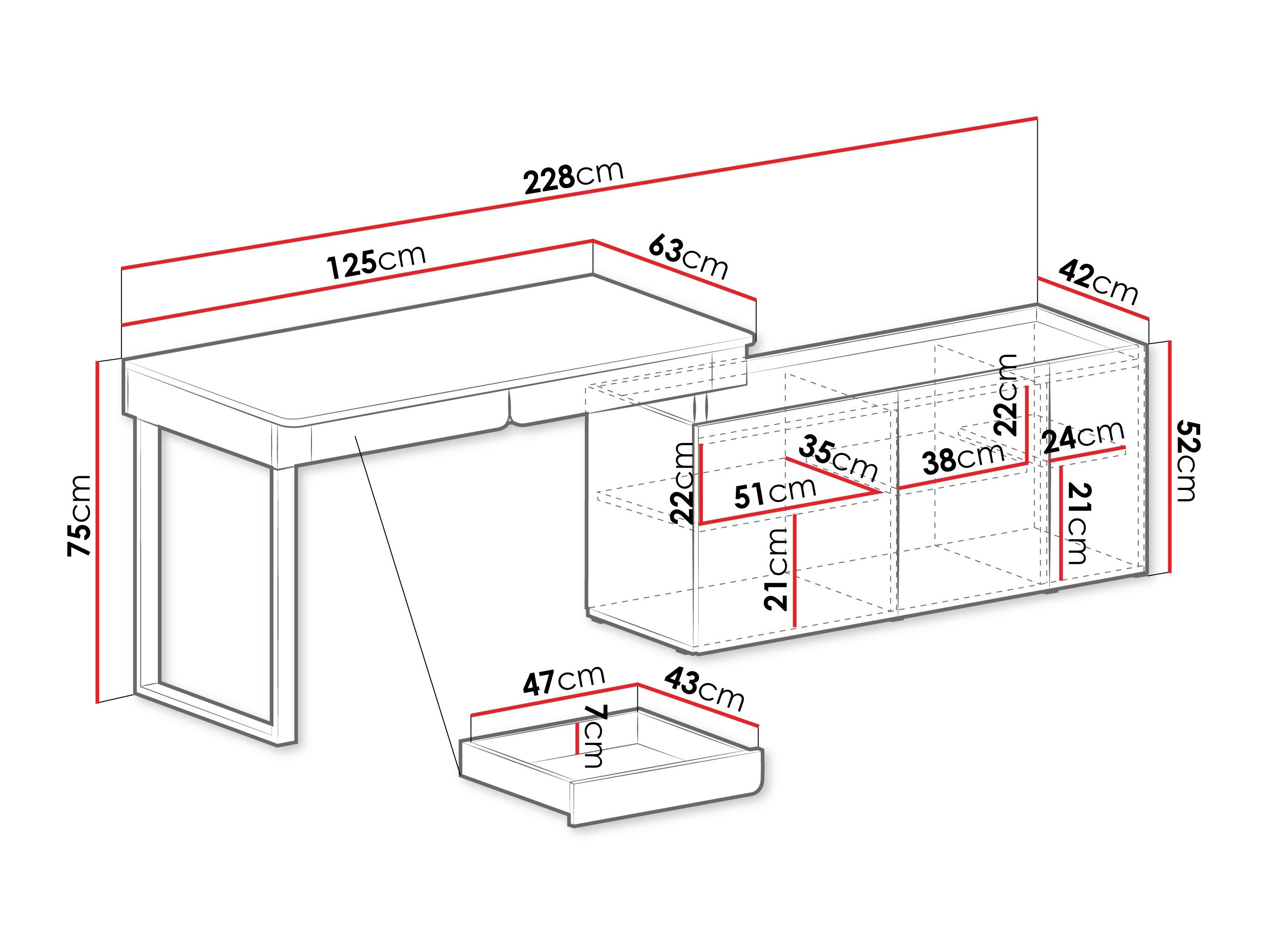 Hjørneskrivebord Fiosono 110 (Beige + Lys eg)