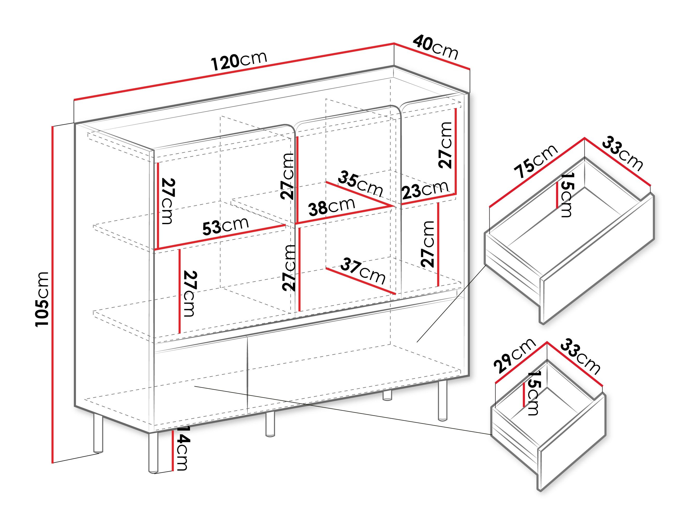 Kommode Fiosono 107 (Beige + Egetræ)