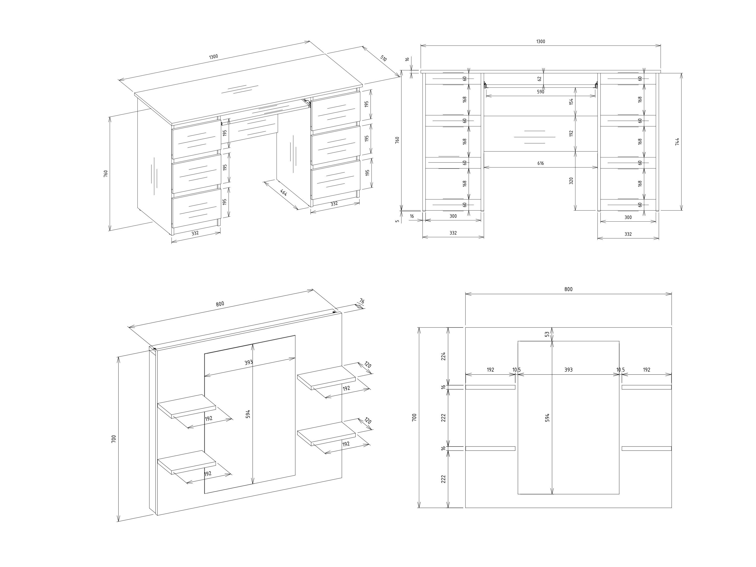 Sminkebord Mandeville 359 (Hvid)