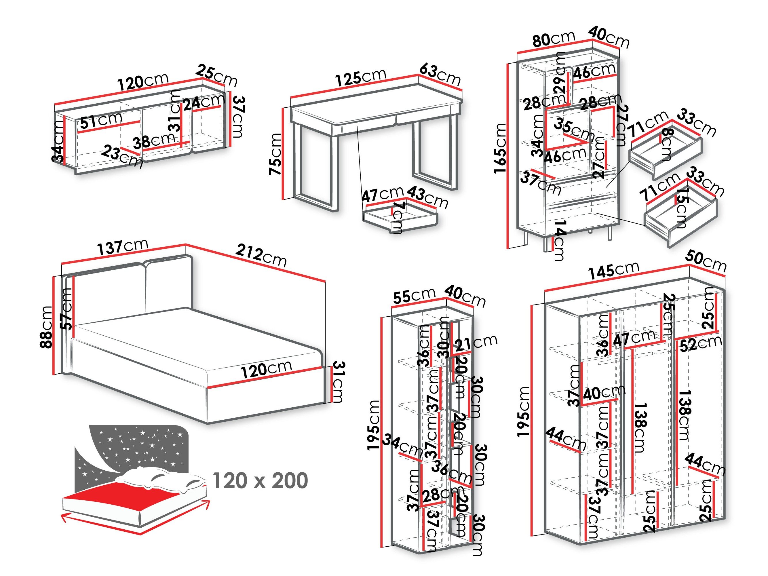 Soveværelsessæt Fiosono 113 (Støvet grøn + Egetræ)