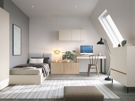 Ensemble de meubles Fiosono 115 (Beige + Chêne clair)