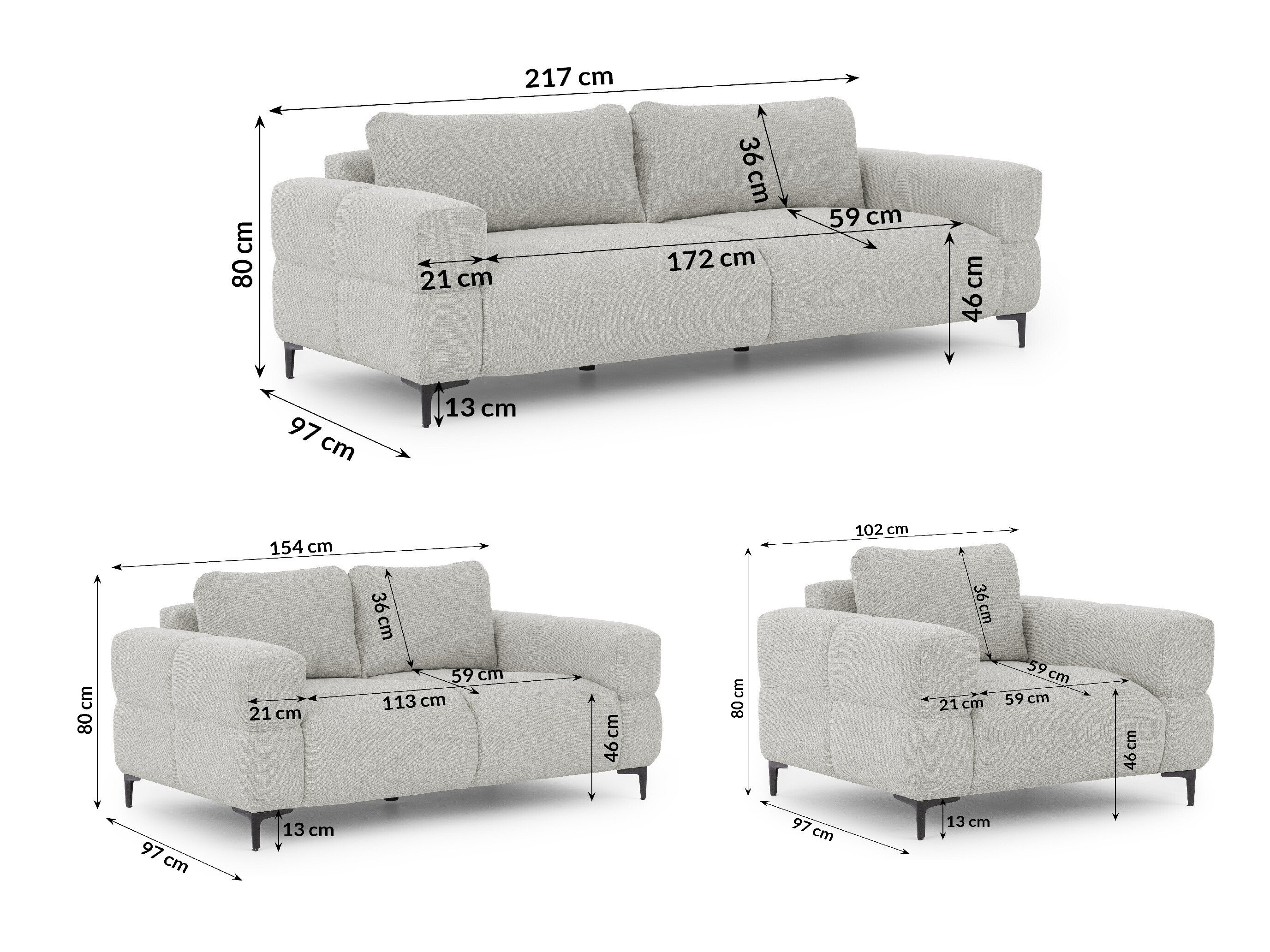 Gestoffeerde meubelset Rocklin 139 (Aragon 80)
