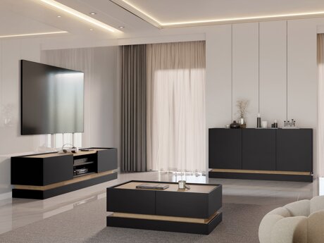 Stuemøbelsæt Comfivo Tilia (Sort + Egetræ)