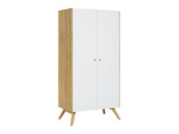 Kleiderschrank Ruvruvi 101 (Weiss + Eichenholzoptik)