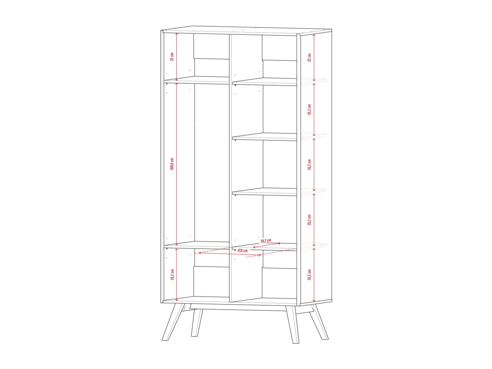 Kleiderschrank Ruvruvi 101 (Weiss + Eichenholzoptik)