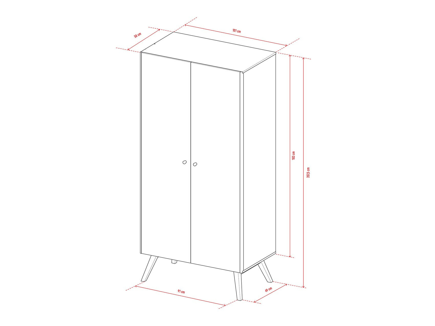 Kleiderschrank Ruvruvi 101 (Weiss + Eichenholzoptik)
