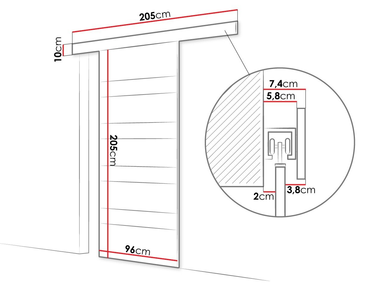 Schuifdeur Closico Portalis V (Kasjmier + Wit)