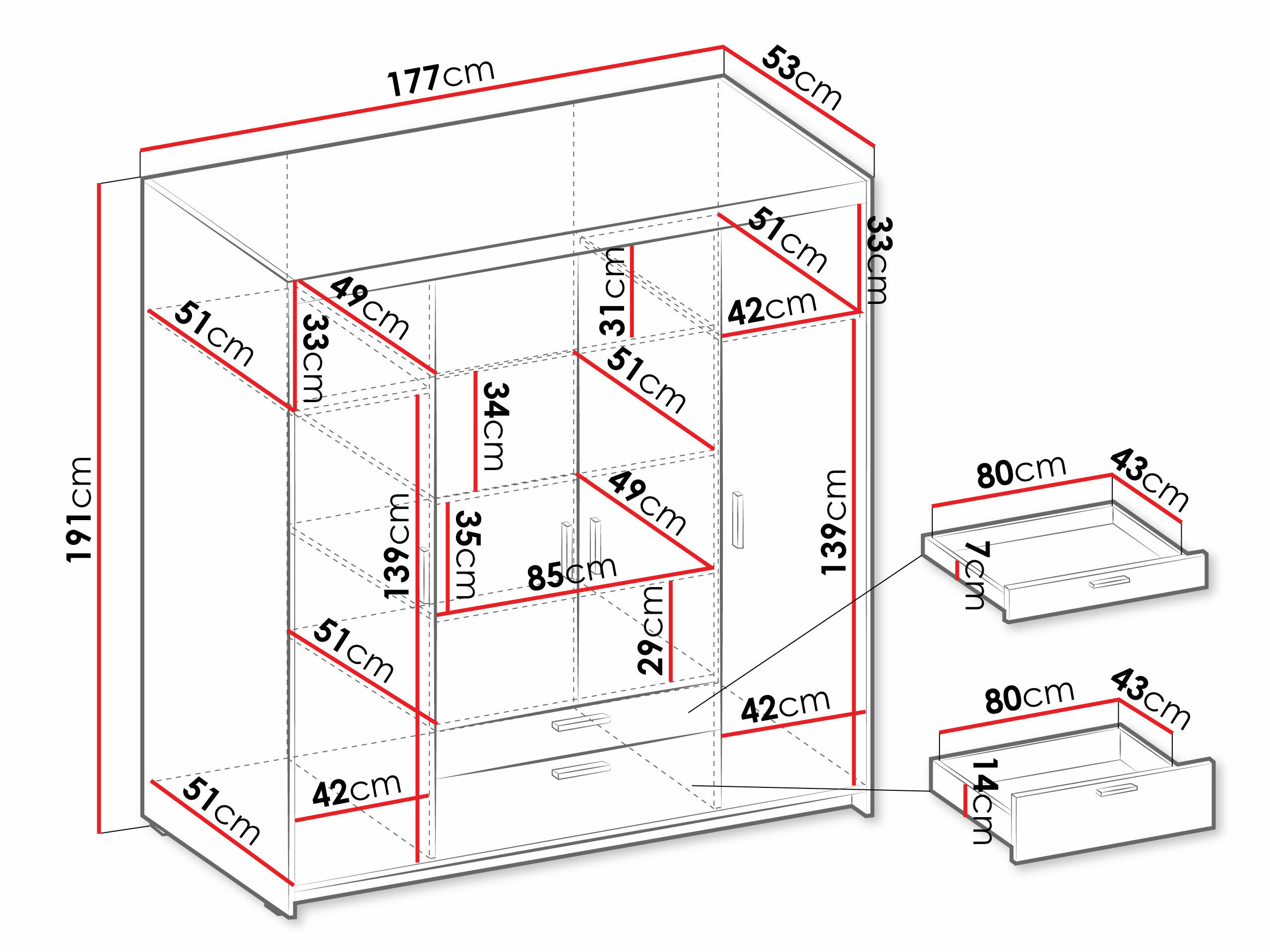 Garderobeskab Novduni 107 (Hvid)