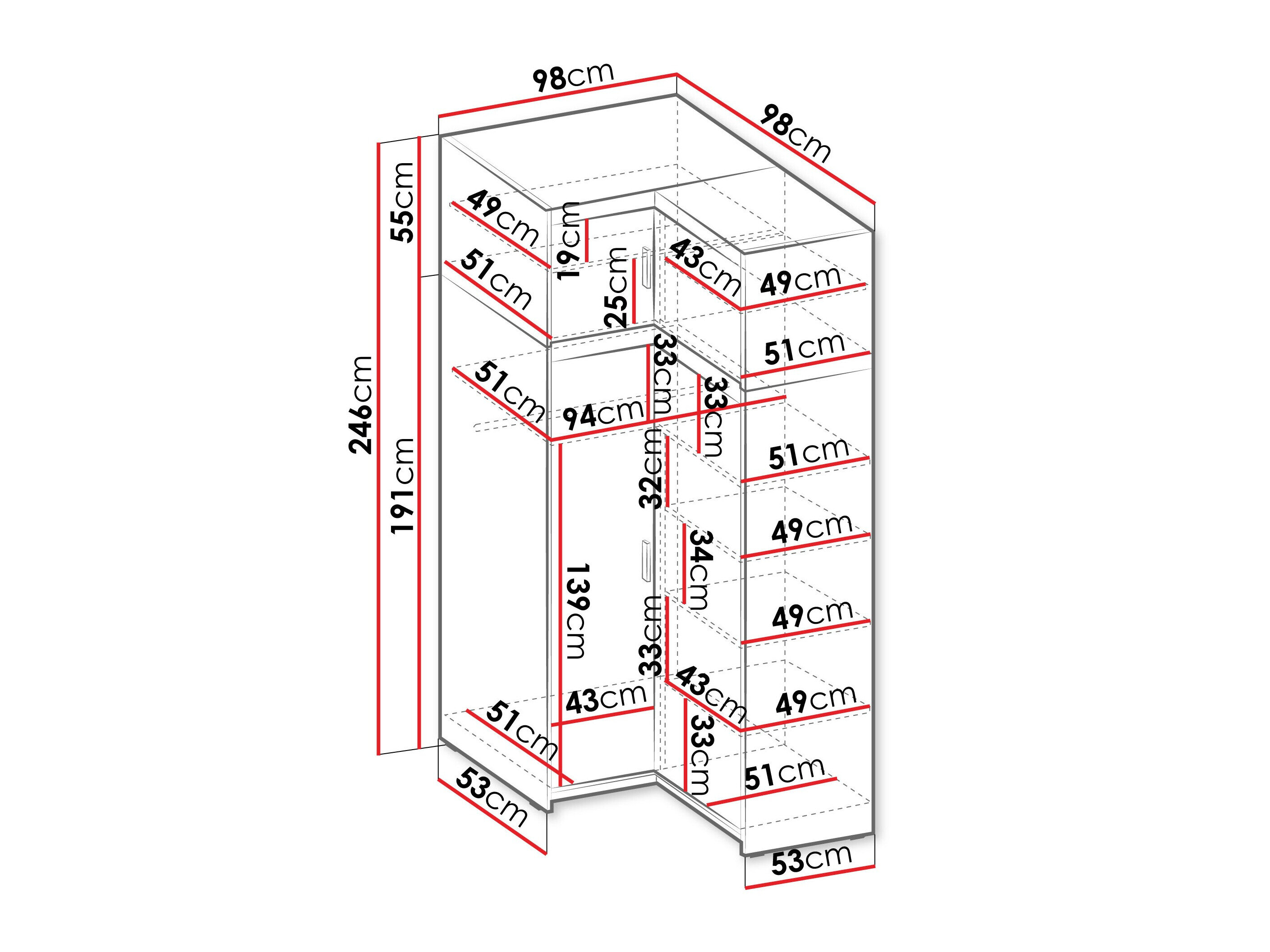 Hjørnegarderob Novduni 121 (Beige)