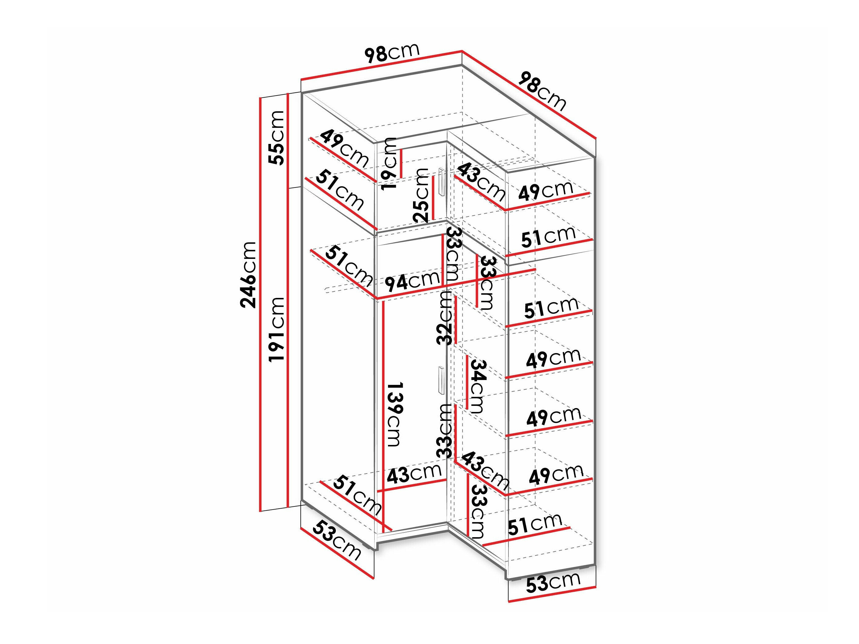Hjørnegarderob Novduni 121 (Lefkas eg)