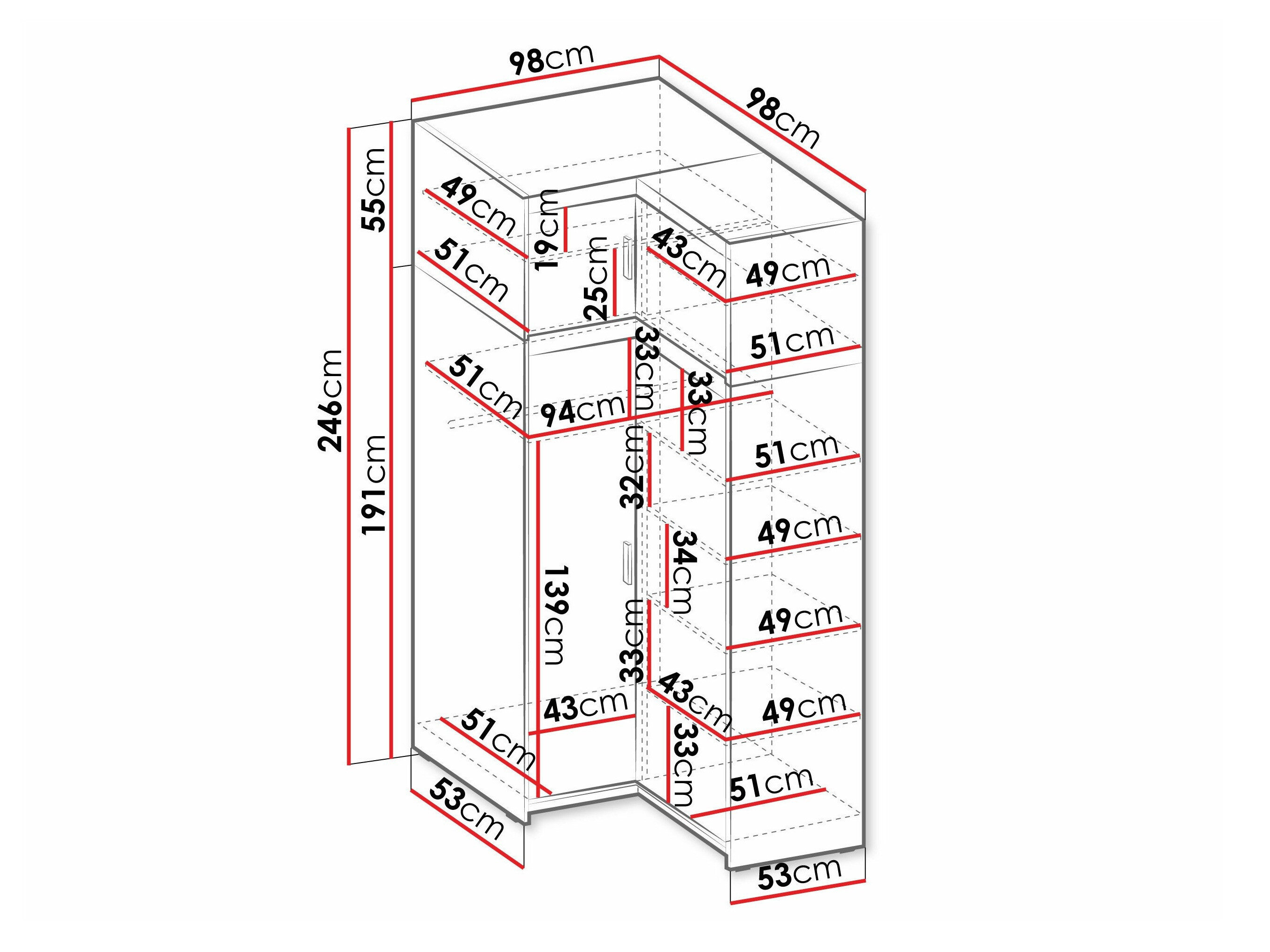 Hjørnegarderob Novduni 121 (Sonoma eg)