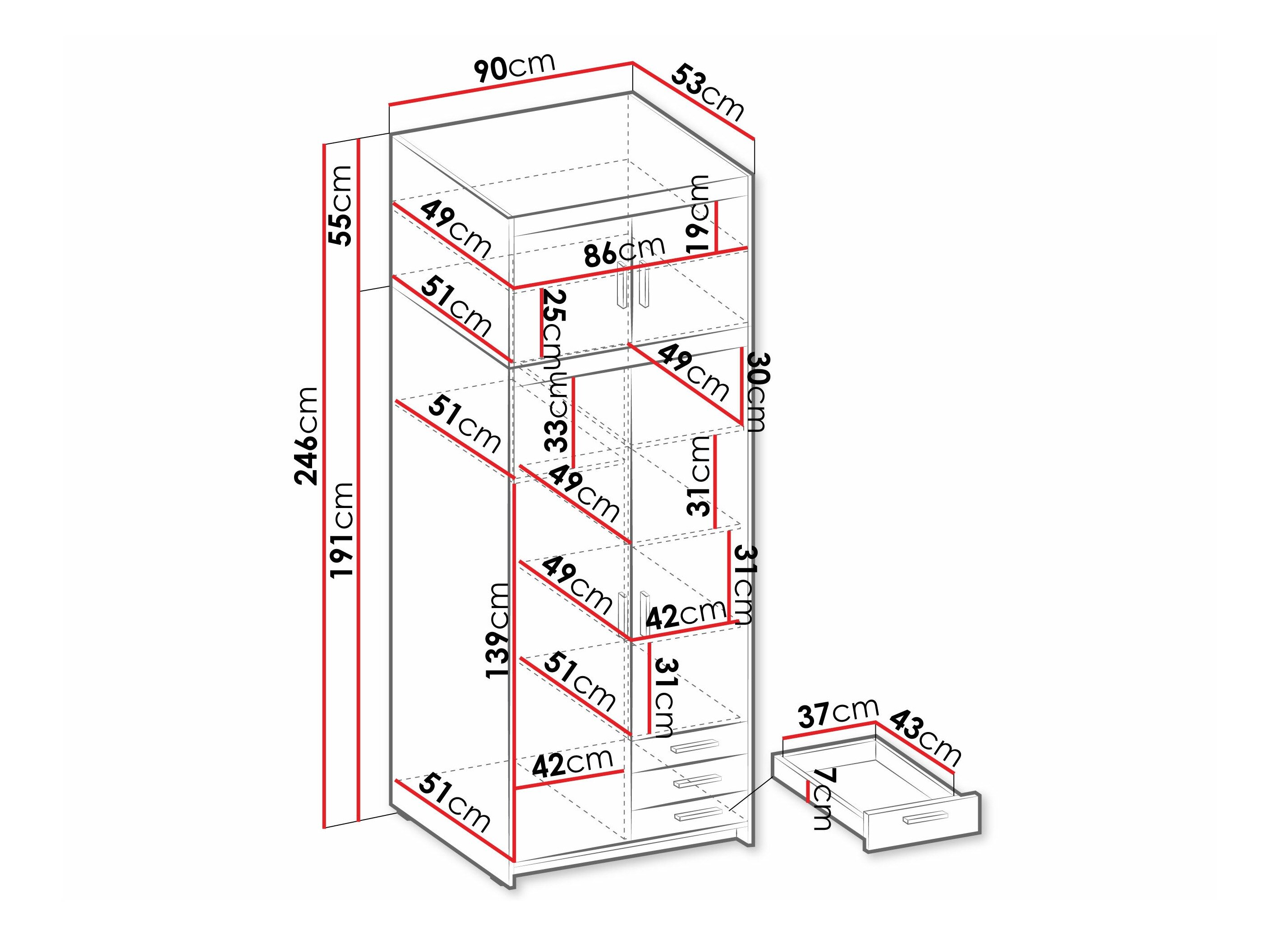 Garderobeskab Novduni 113 (Sonoma eg)