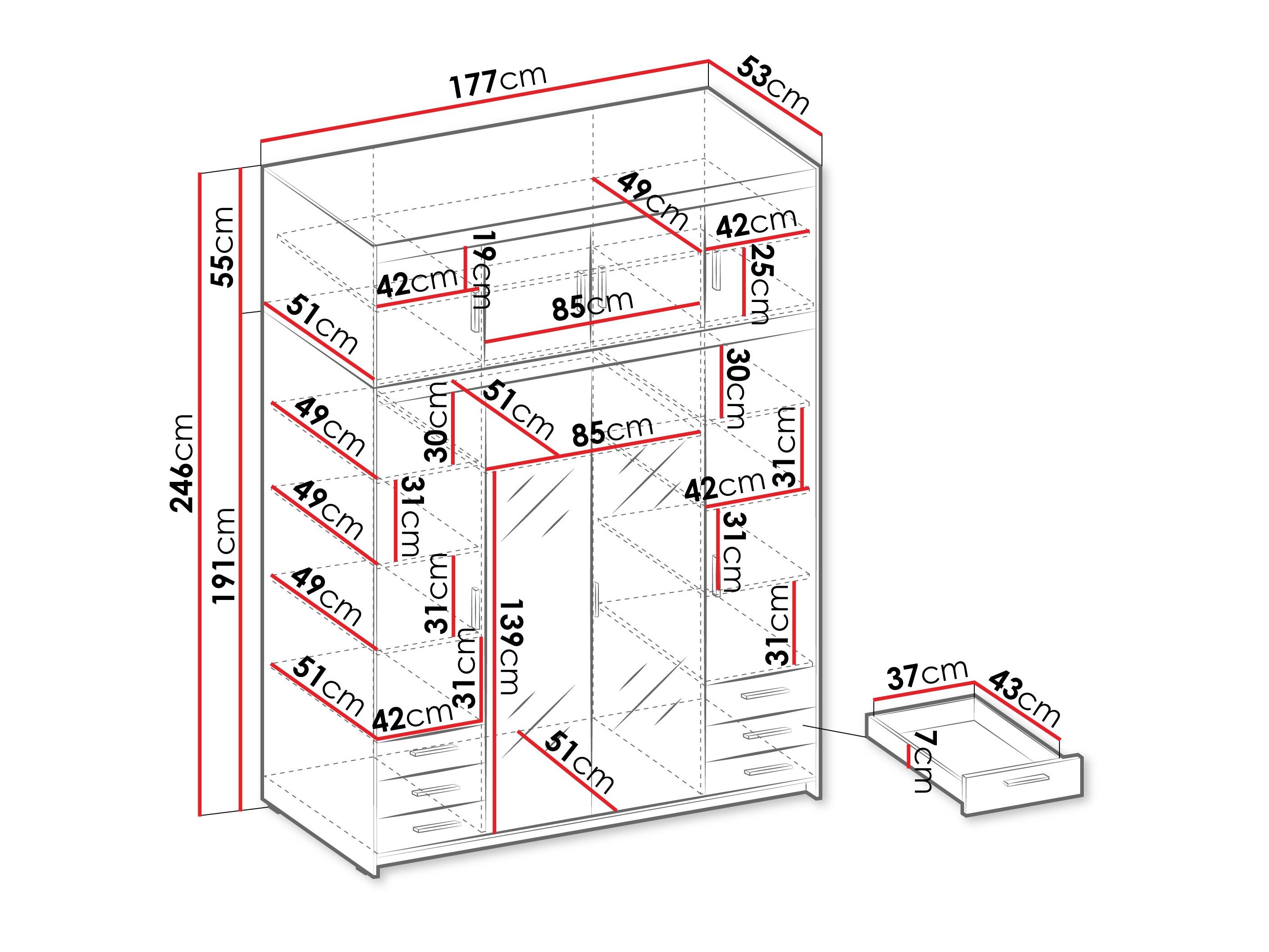 Kledingkast Novduni 120 (Eiken)