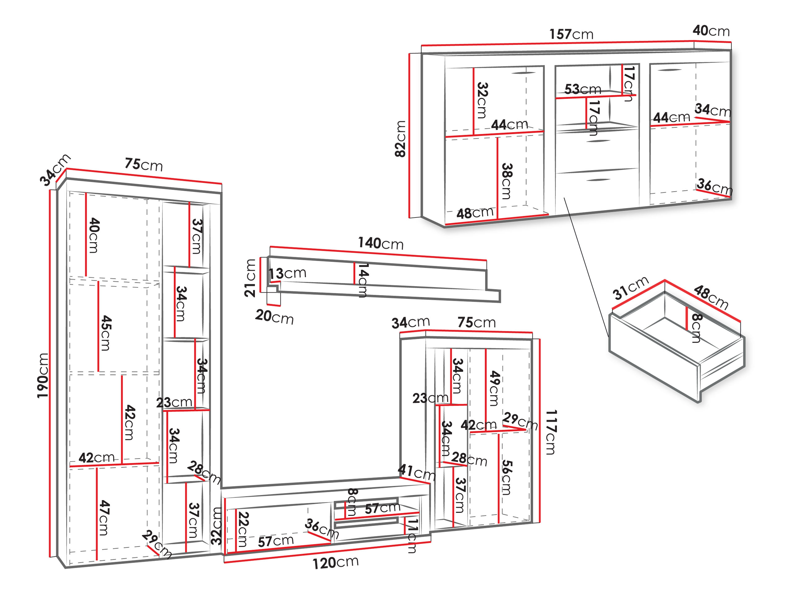 Stuemøbelsæt Tucson 106 (Egetræ)