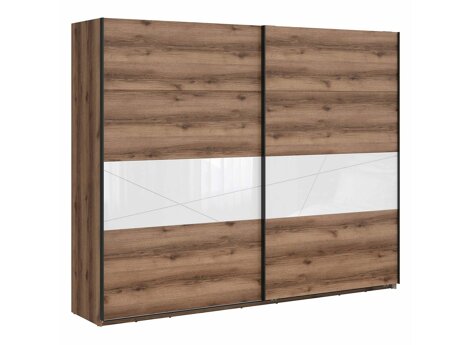 Garderobeskab Fivale 124 (Mørk Delano eg + Glansfuld hvid)