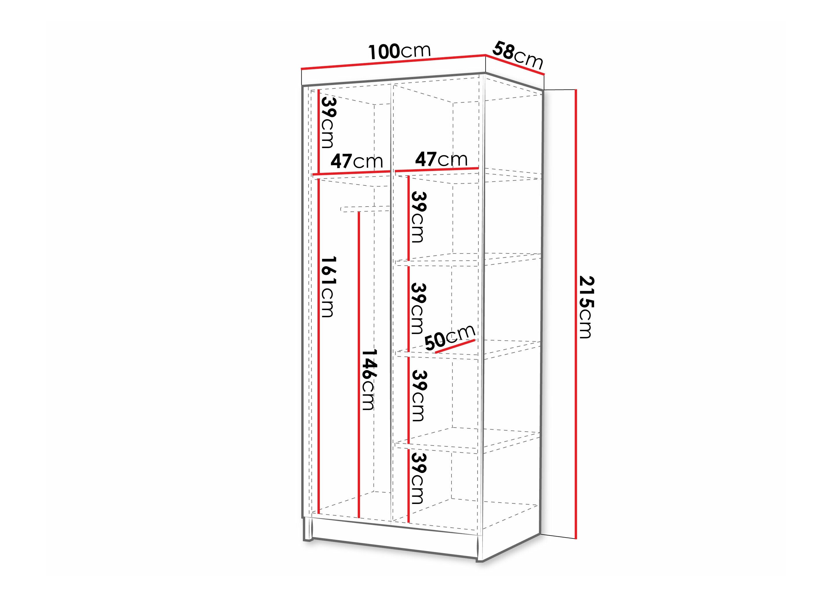 Garderobeskab Closico 195 (Hvid + Sort)