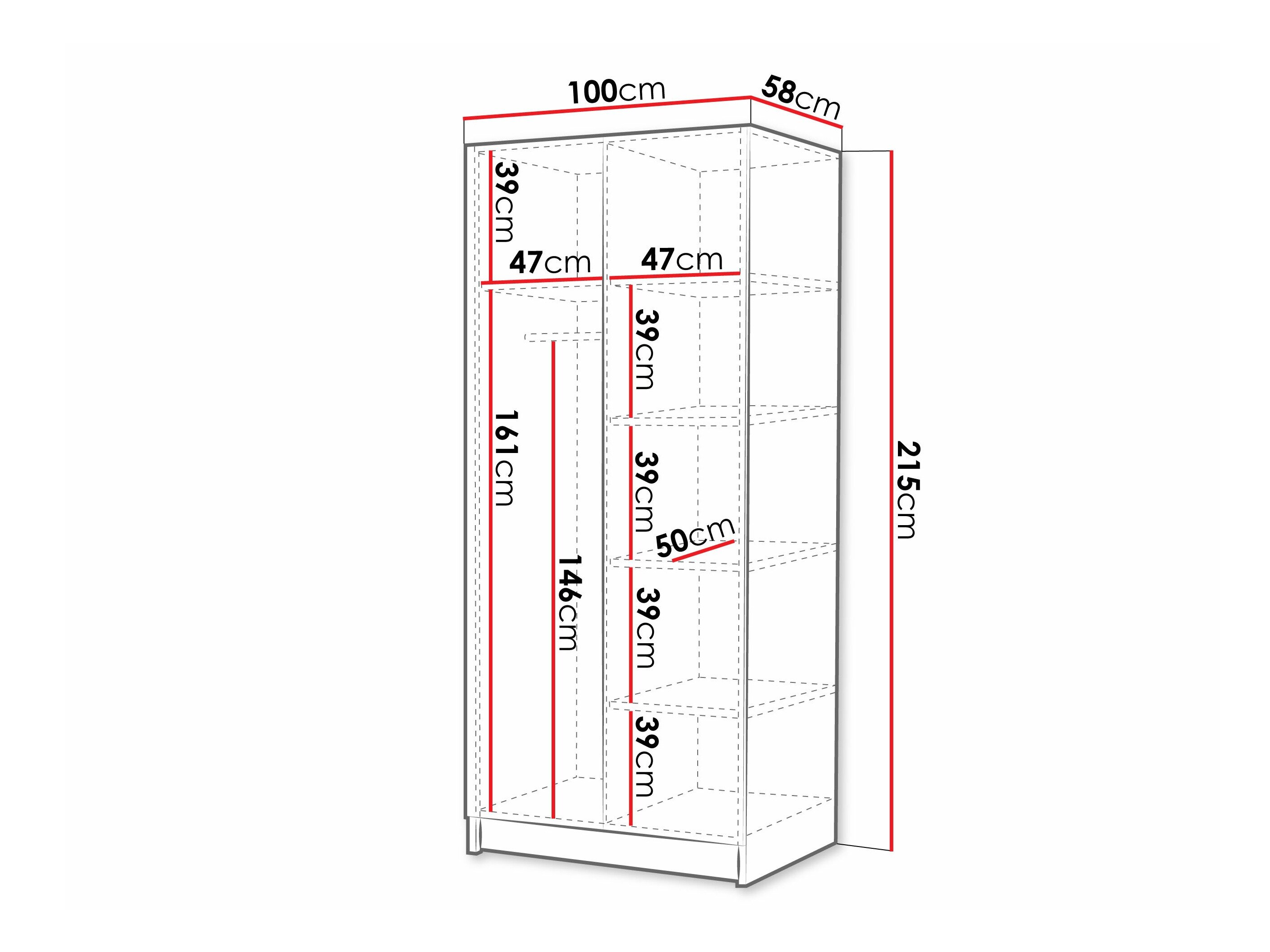 Garderobeskab Closico 195 (Sort + Gylden)