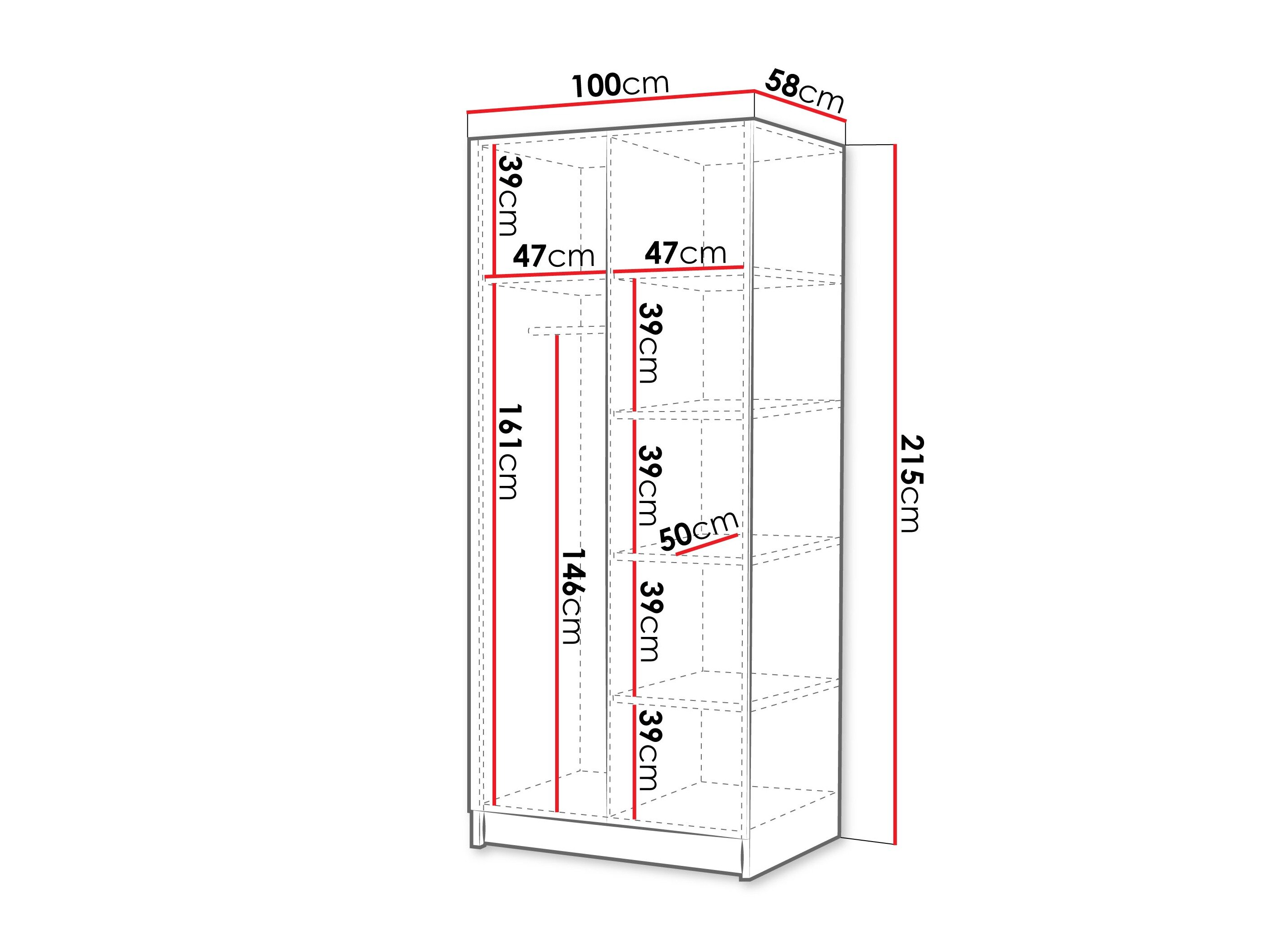 Garderobeskab Closico 195 (Valnød + Sort)