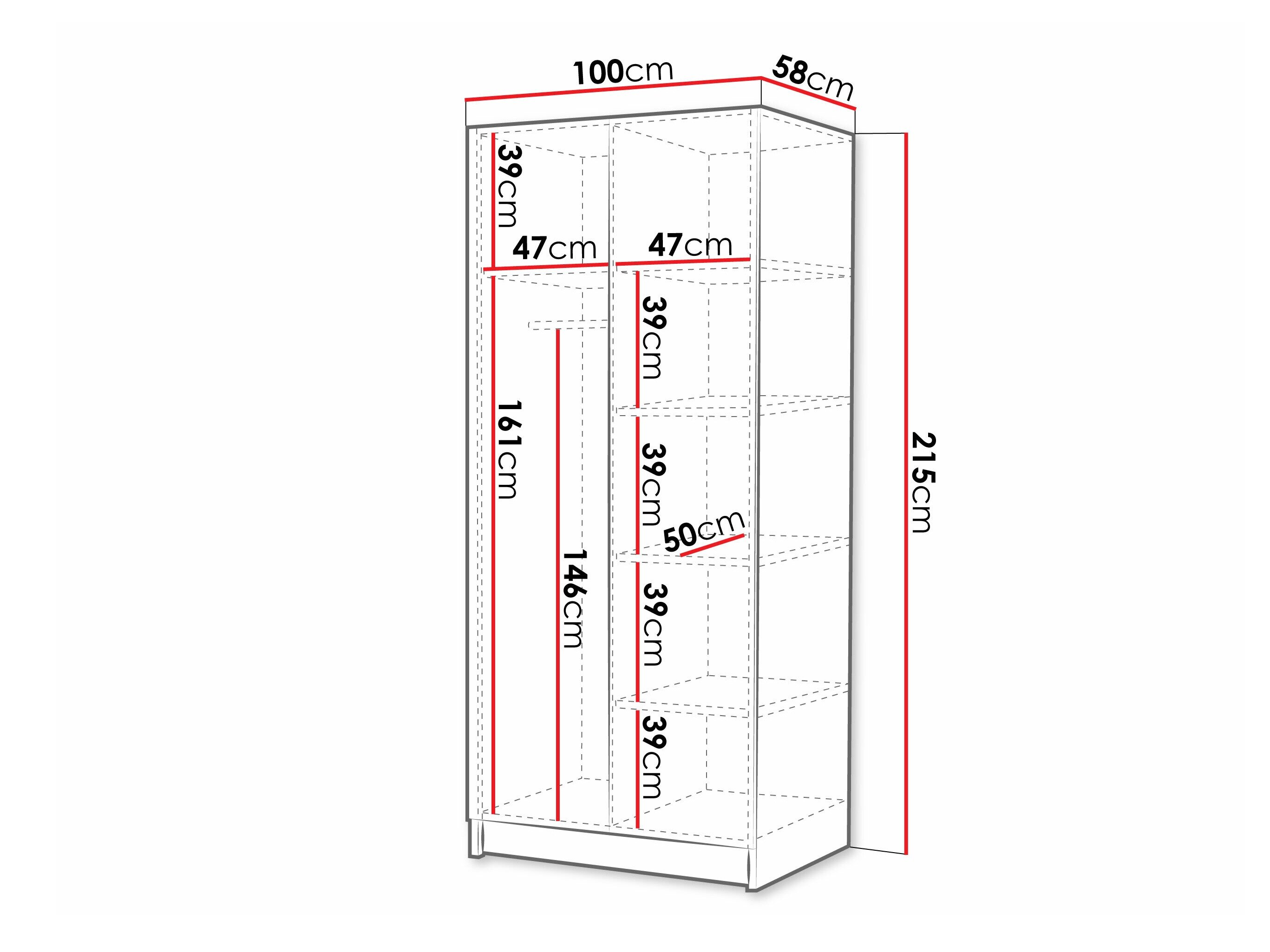 Garderobeskab Closico Staton I (Hvid + Glansfuld hvid + Gylden)