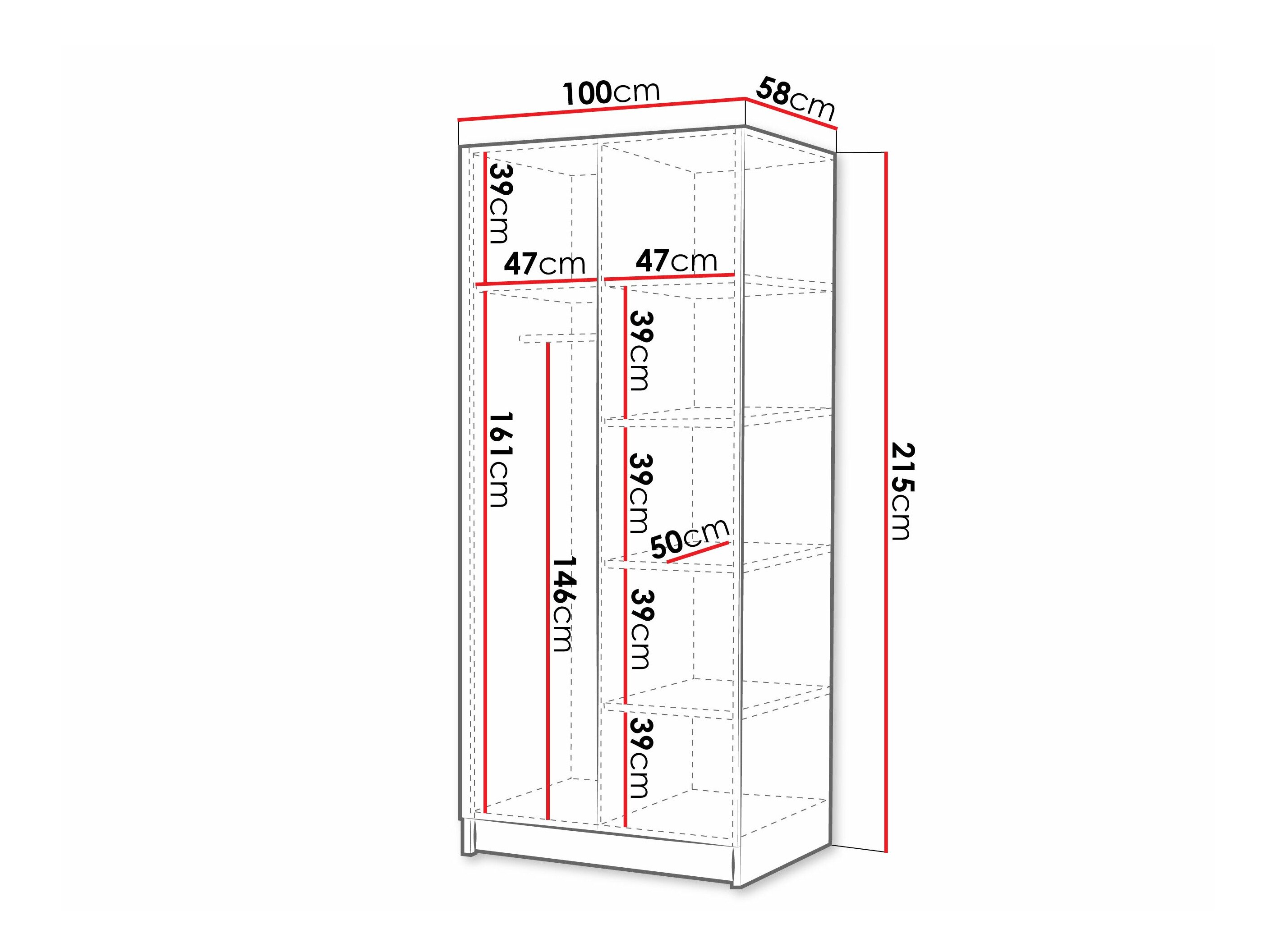 Garderobeskab Closico Staton I (Lightræ + Sort)