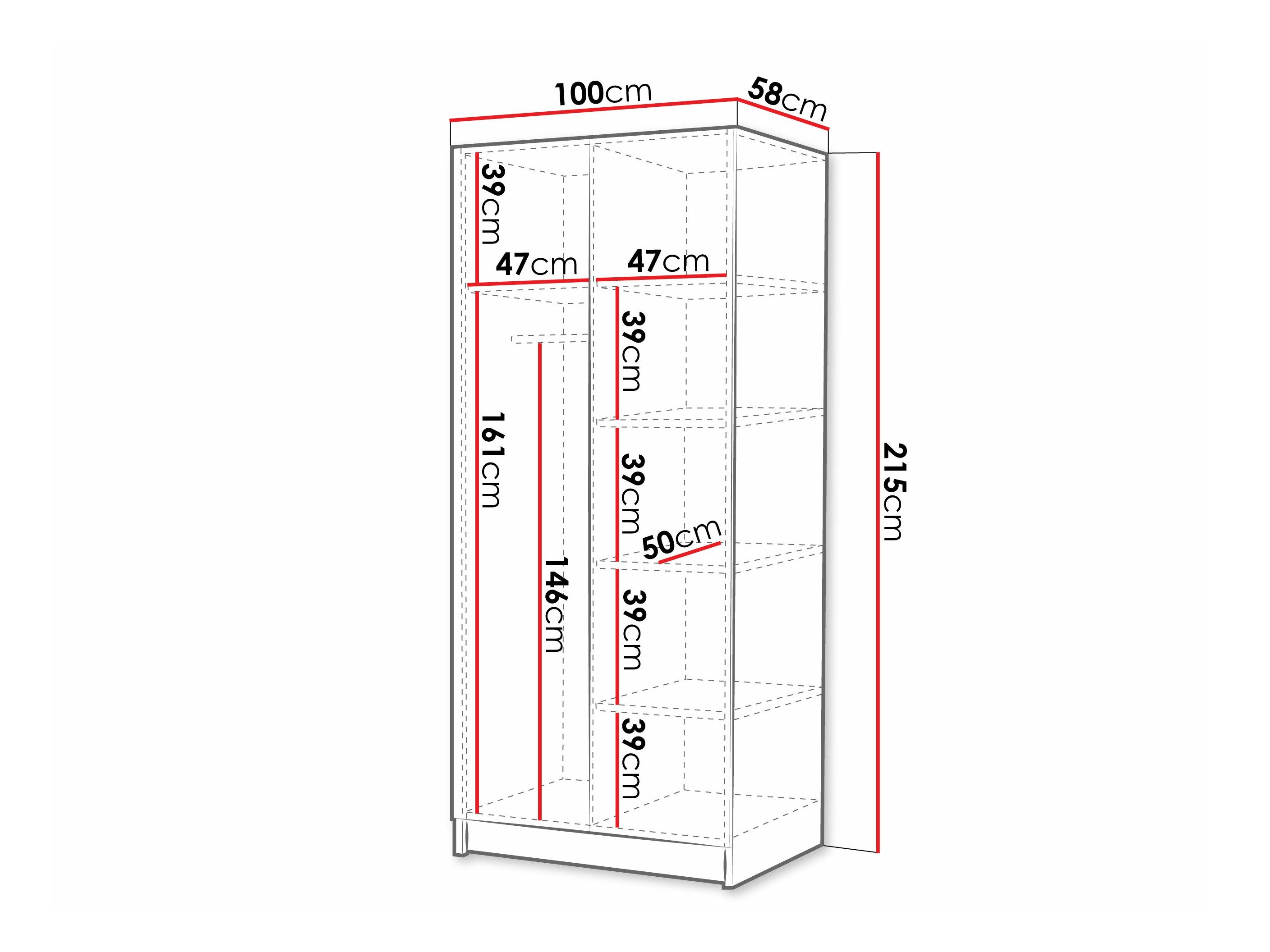 Garderobeskab Closico Staton II (Hvid + Sort)