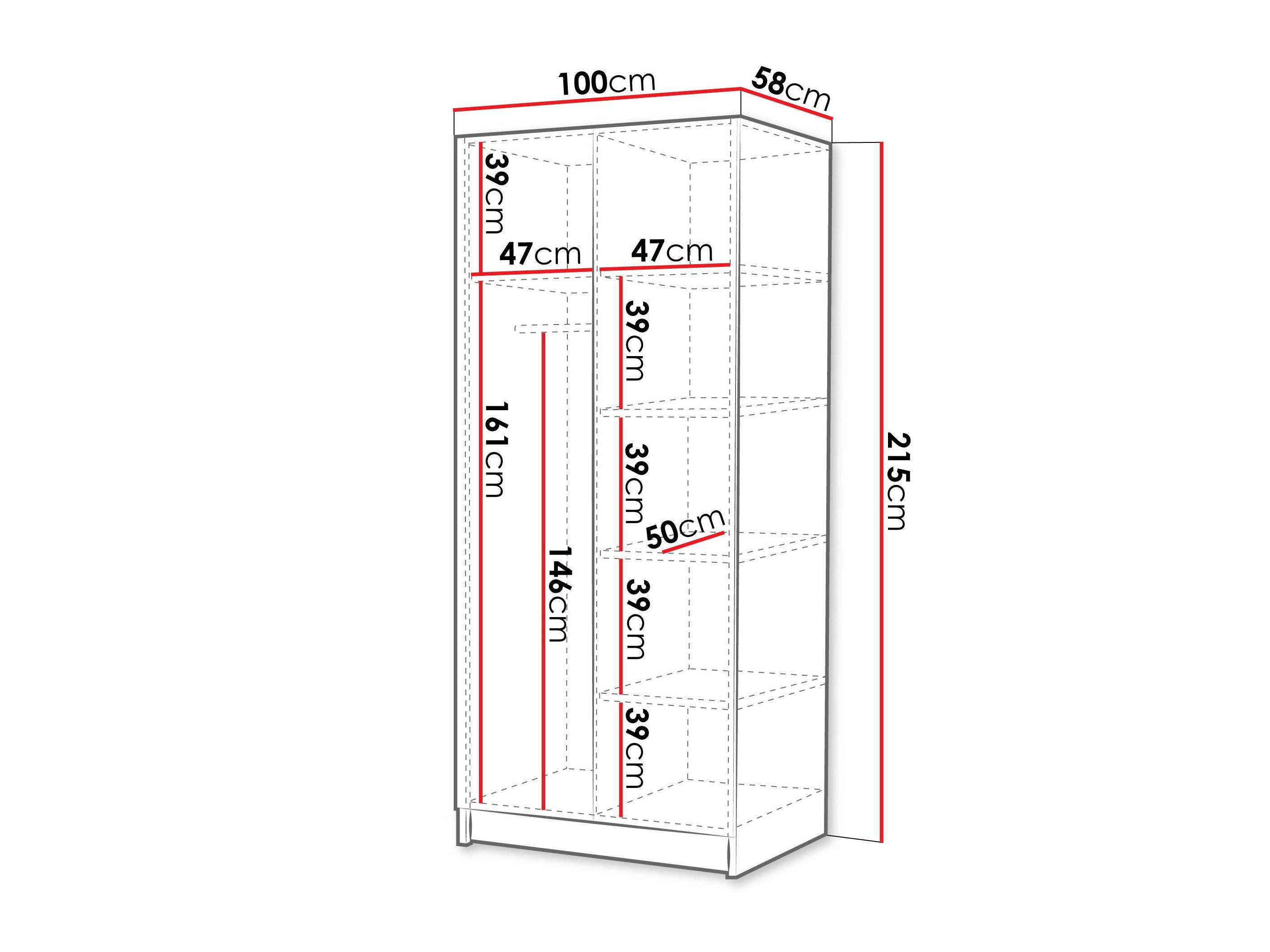 Garderobeskab Closico Staton II (Kashmir + Sort)