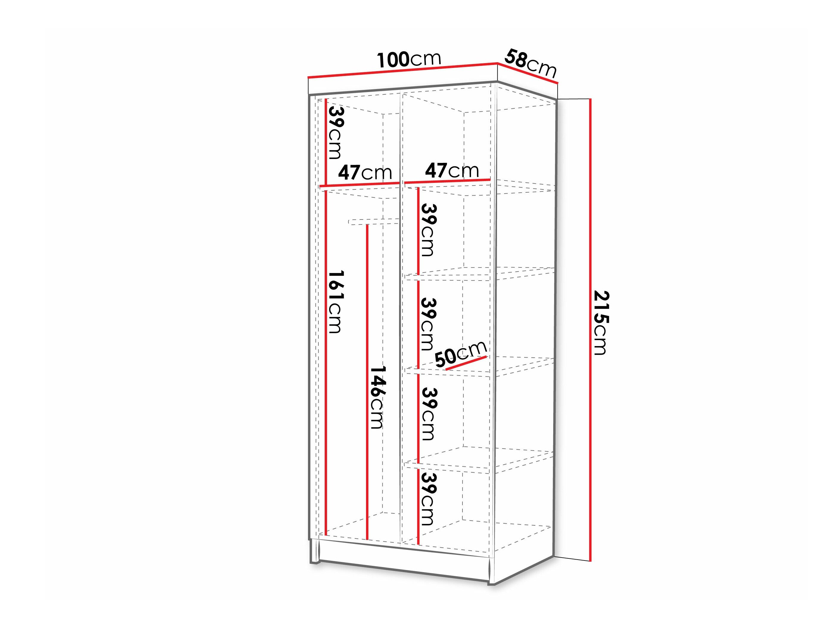 Garderobeskab Closico Staton II (Lyst træ + Sort)