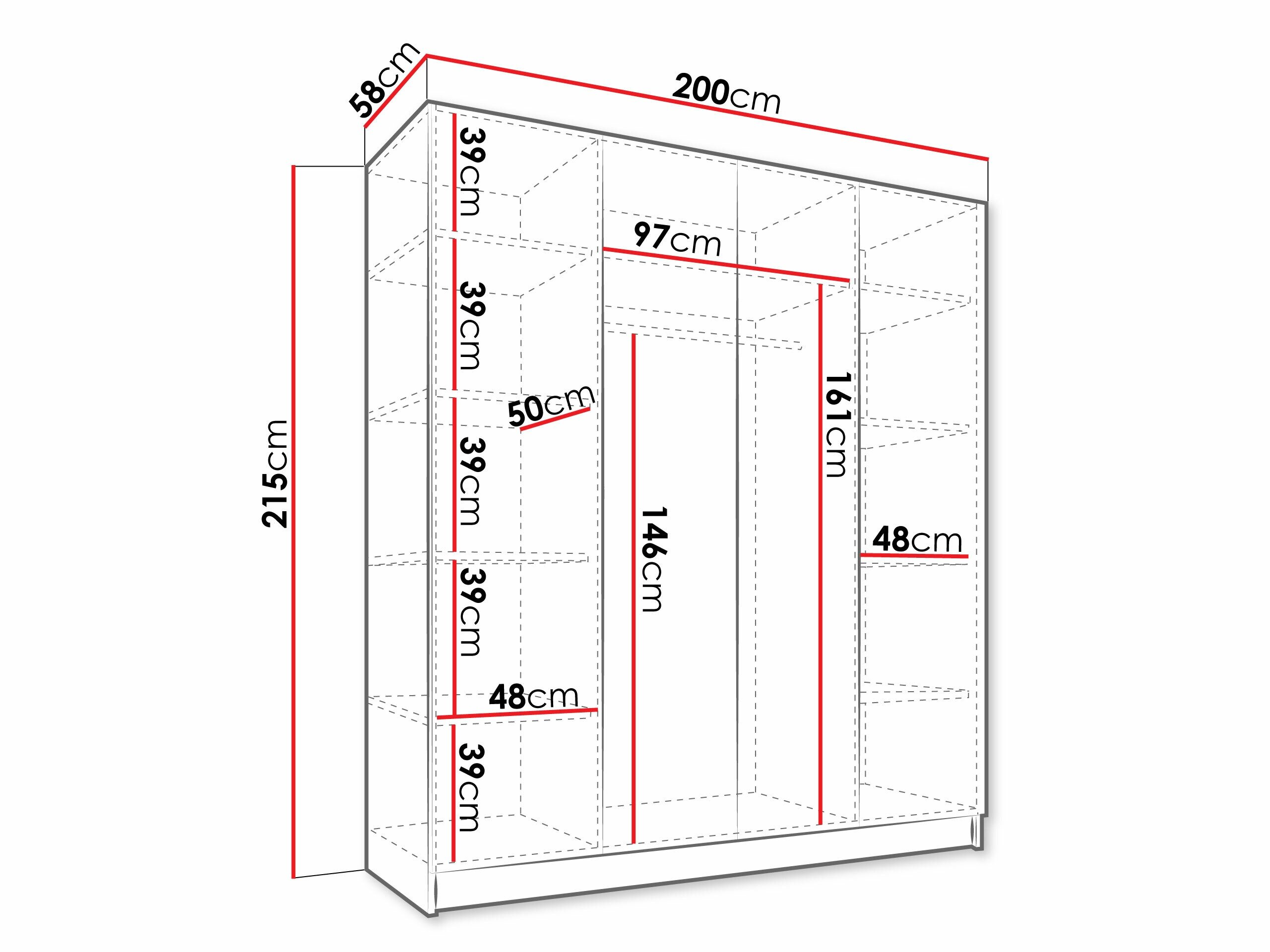 Garderobeskab Closico 190 (Lyst træ + Sort)