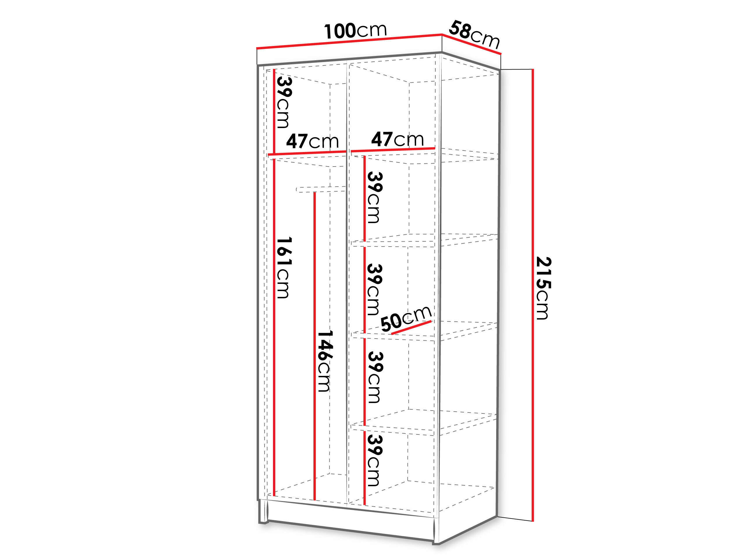 Garderobeskab Closico 193 (Hvid + Gylden)