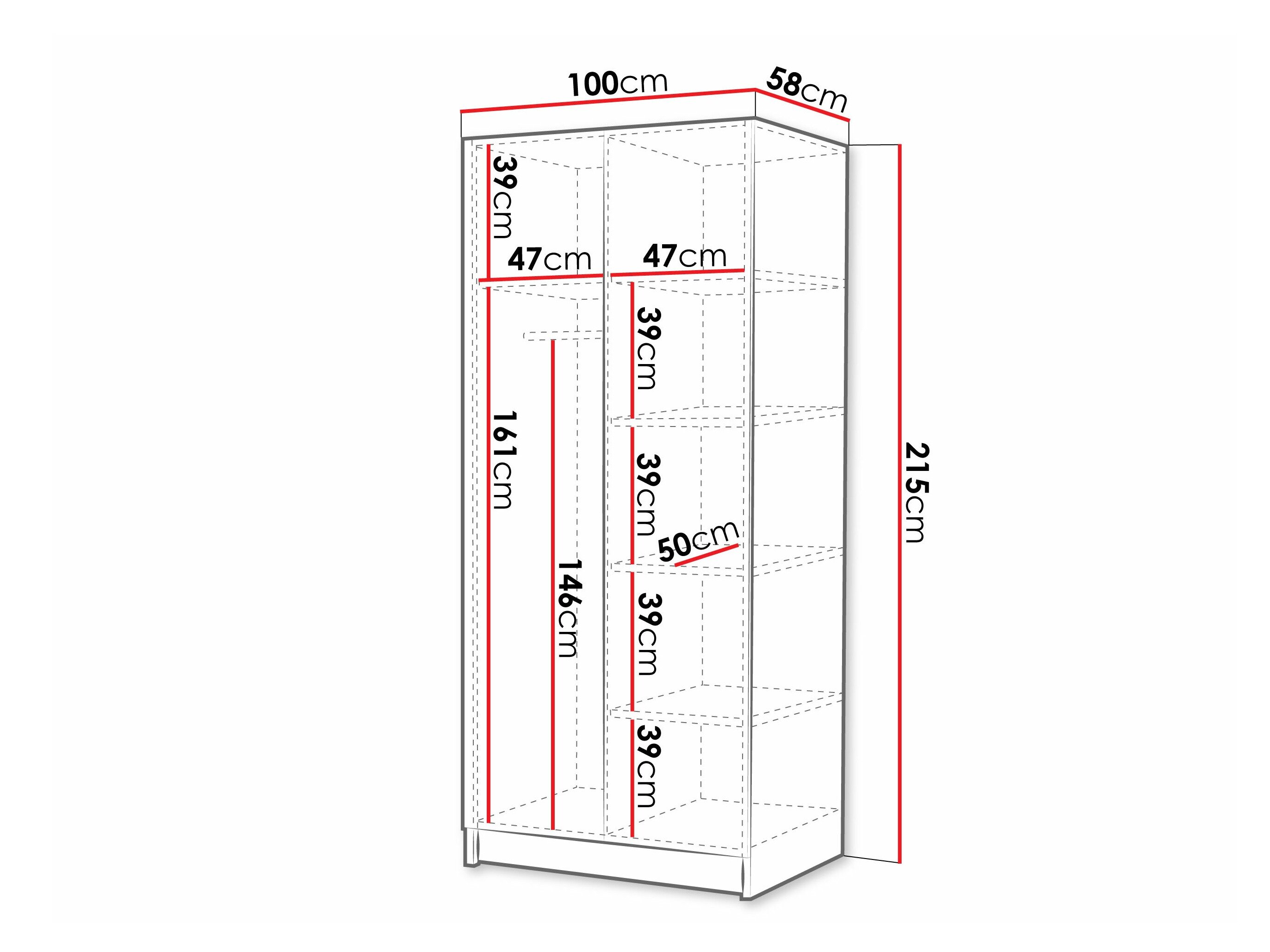 Garderobeskab Closico 193 (Hvid + Sort)