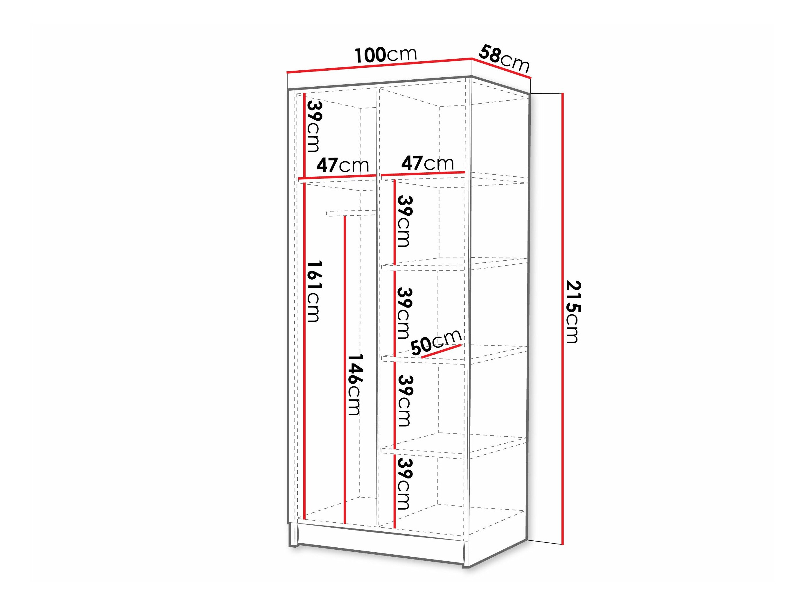 Garderobeskab Closico 193 (Kashmir + Sort)