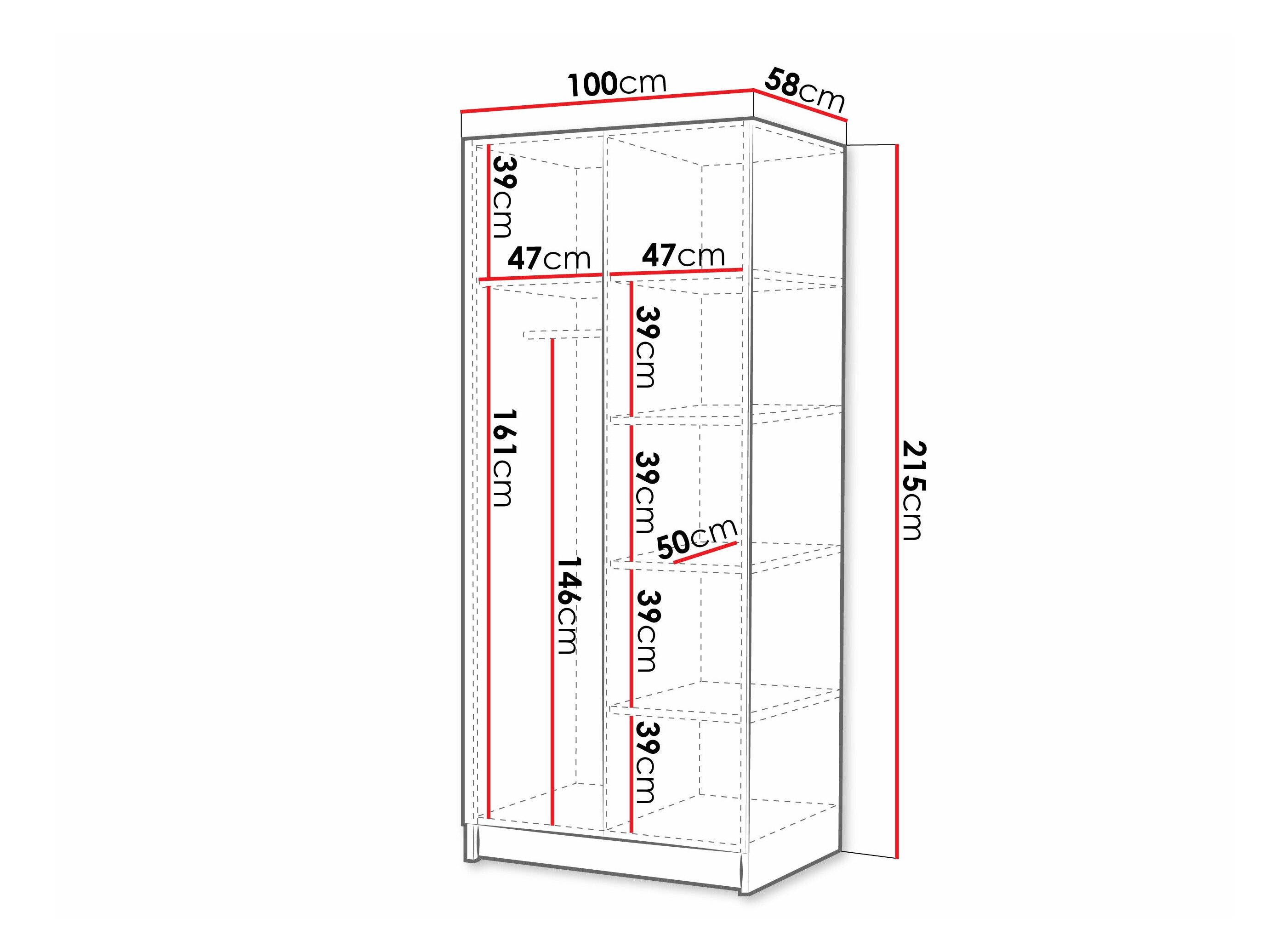 Garderobeskab Closico 193 (Lyst træ + Sort)