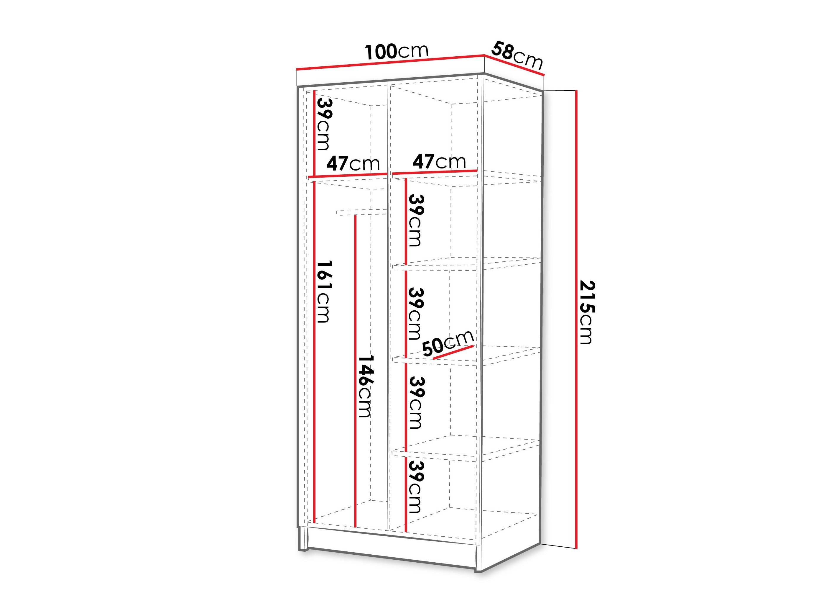 Garderobeskab Closico 193 (Valnød + Sort)