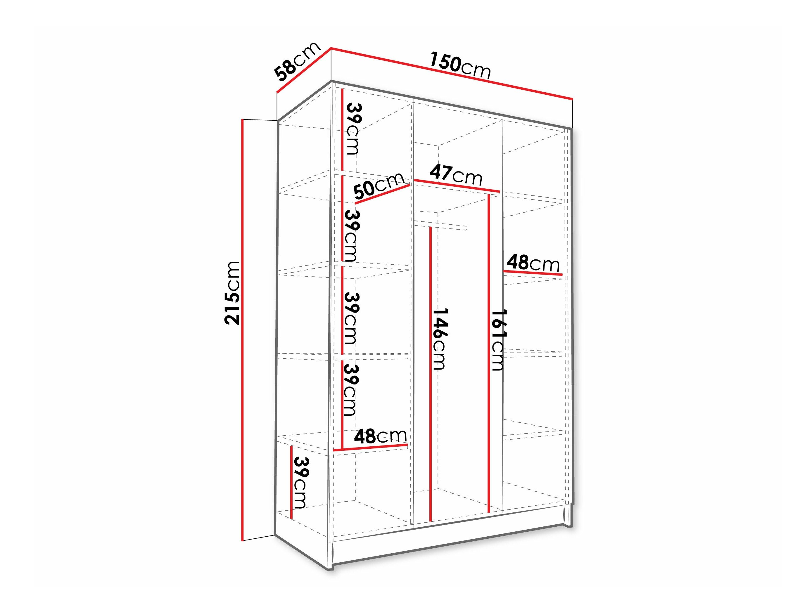 Garderobeskab Closico 196 (Hvid + Sort)