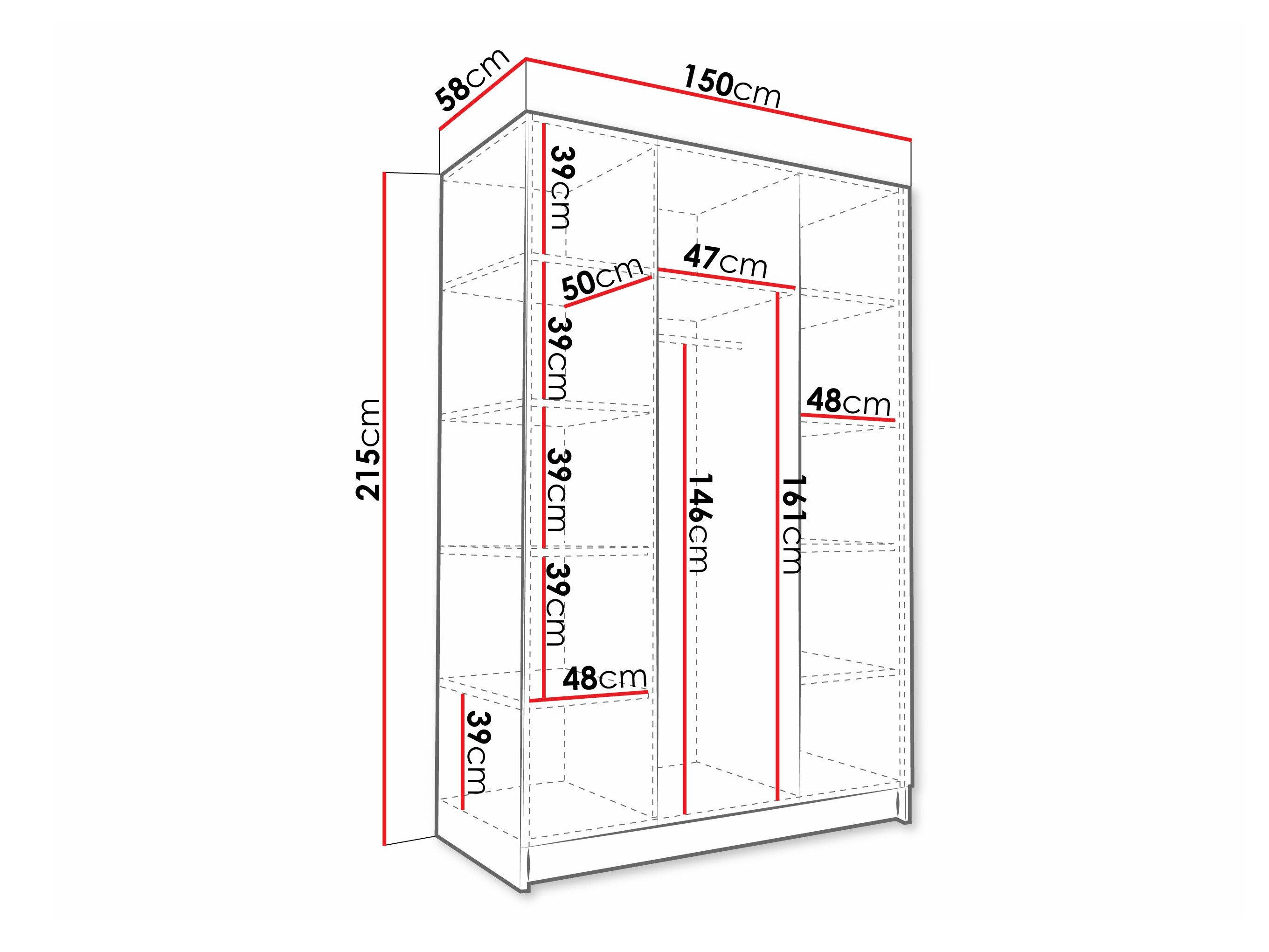 Garderobeskab Closico 197 (Hvid + Sort)