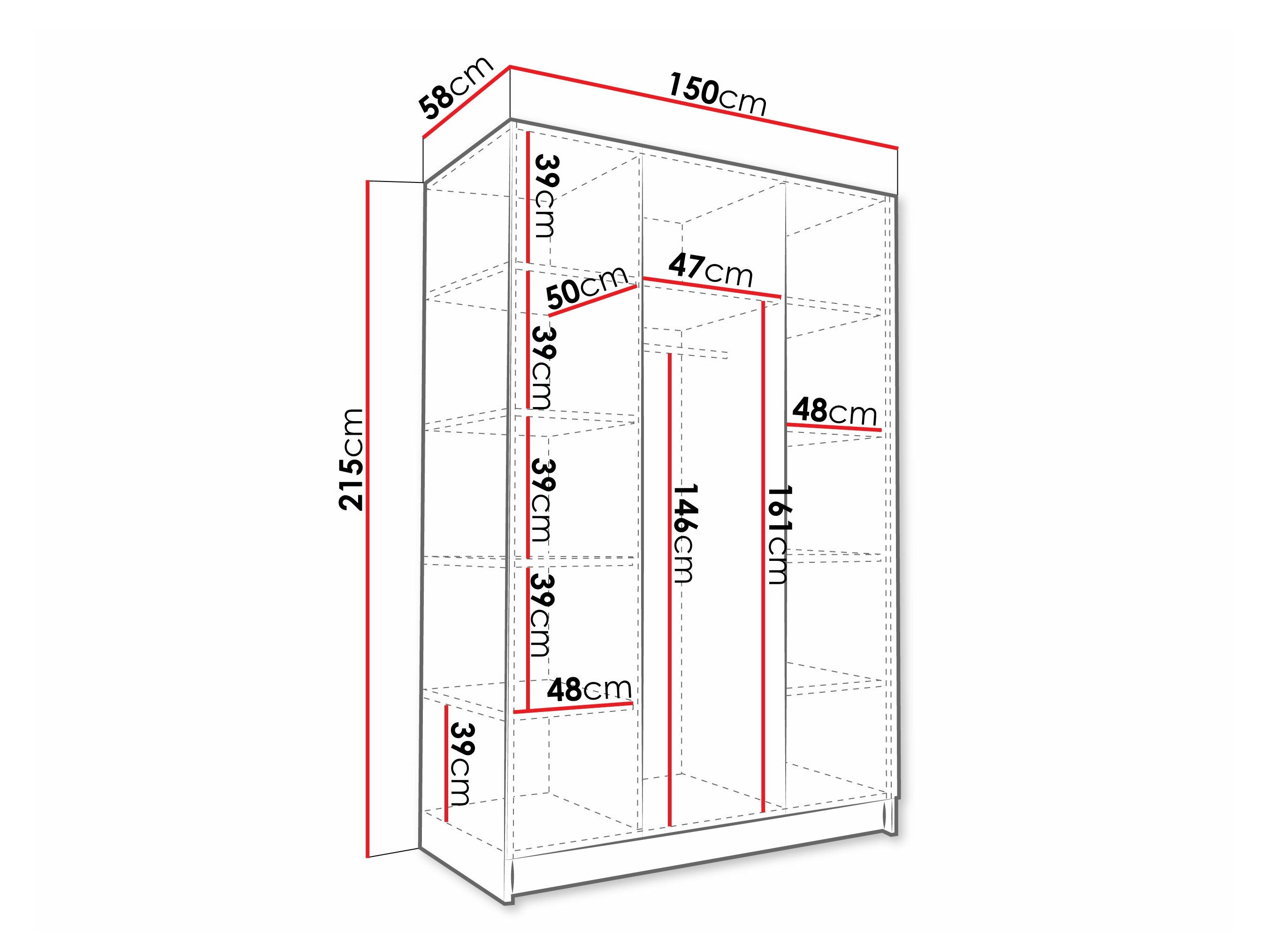 Garderobeskab Closico 197 (Kashmir + Sort)