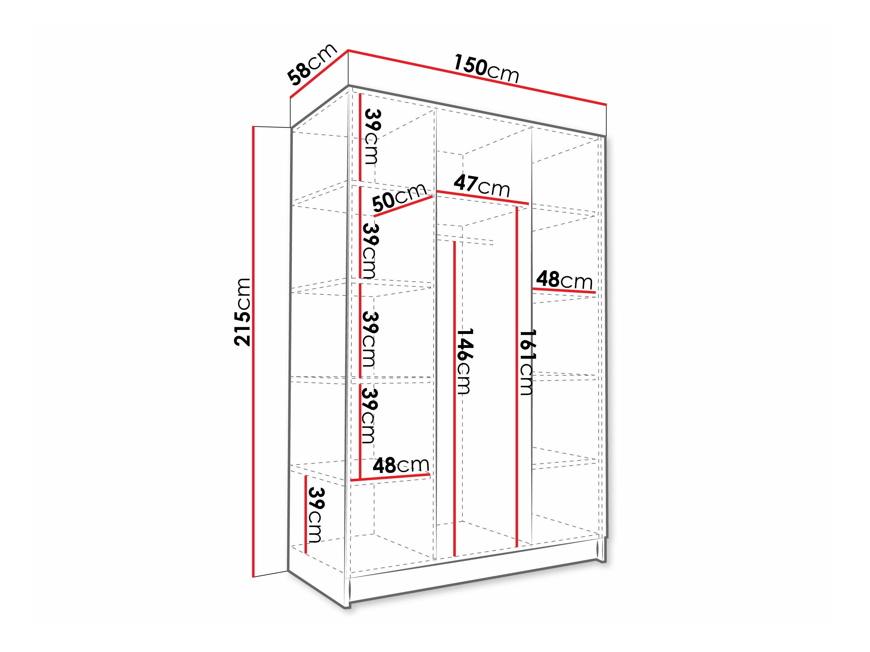 Garderobeskab Closico 197 (Sort + Gylden)